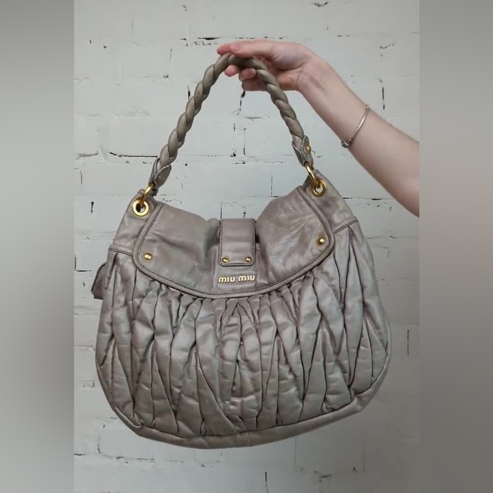 Miu Miu Matelassé Coffer Leather Shoulder Bag + long strap